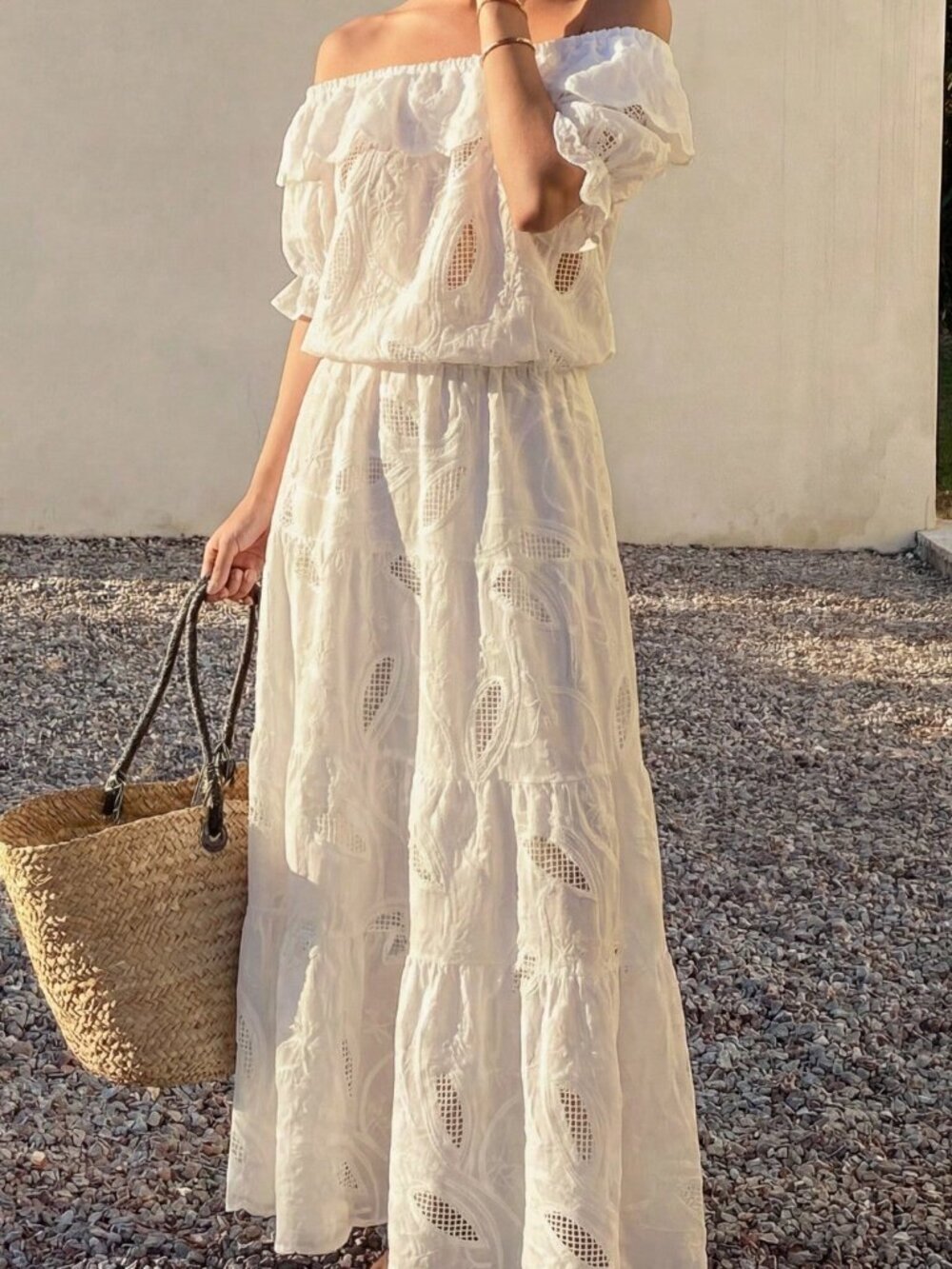 Yellow Casual Women's Off-Shoulder Loose Skirt Set - Picture 3 of 4